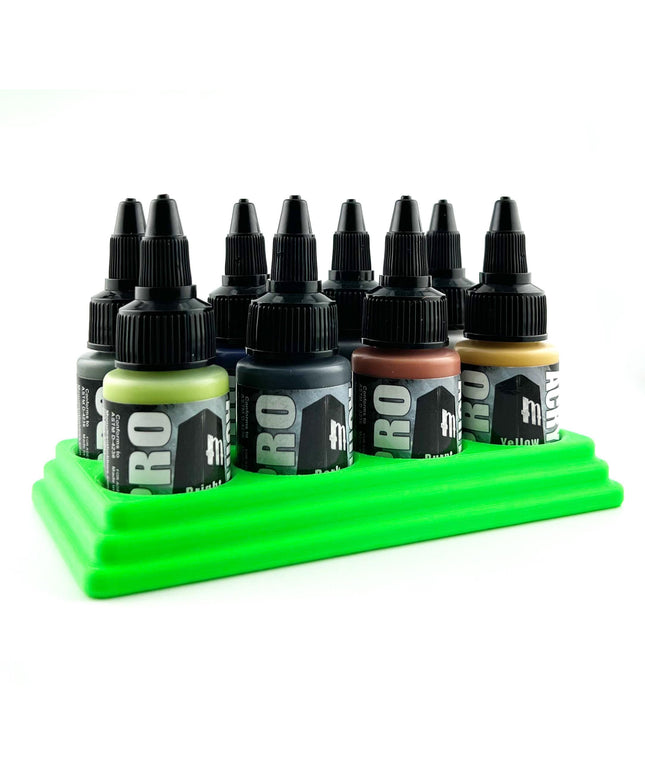 Monument Hobbies 22ml 30mm Paint Bottle Holder / Stand - Holds 8 Monument Hobbies 22ml 30mm  Bottles w/ Anti-Slip Rubber Feet - 3D Printed