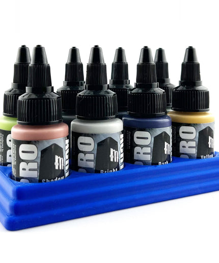 Monument Hobbies 22ml 30mm Paint Bottle Holder / Stand - Holds 8 Monument Hobbies 22ml 30mm  Bottles w/ Anti-Slip Rubber Feet - 3D Printed