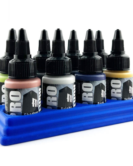 Monument Hobbies 22ml 30mm Paint Bottle Holder / Stand - Holds 8 Monument Hobbies 22ml 30mm  Bottles w/ Anti-Slip Rubber Feet - 3D Printed