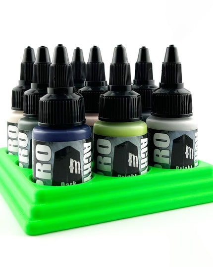 Monument Hobbies 22ml 30mm Paint Bottle Holder / Stand - Holds 9 Monument Hobbies 22ml 30mm  Bottles w/ Anti-Slip Rubber Feet - 3D Printed