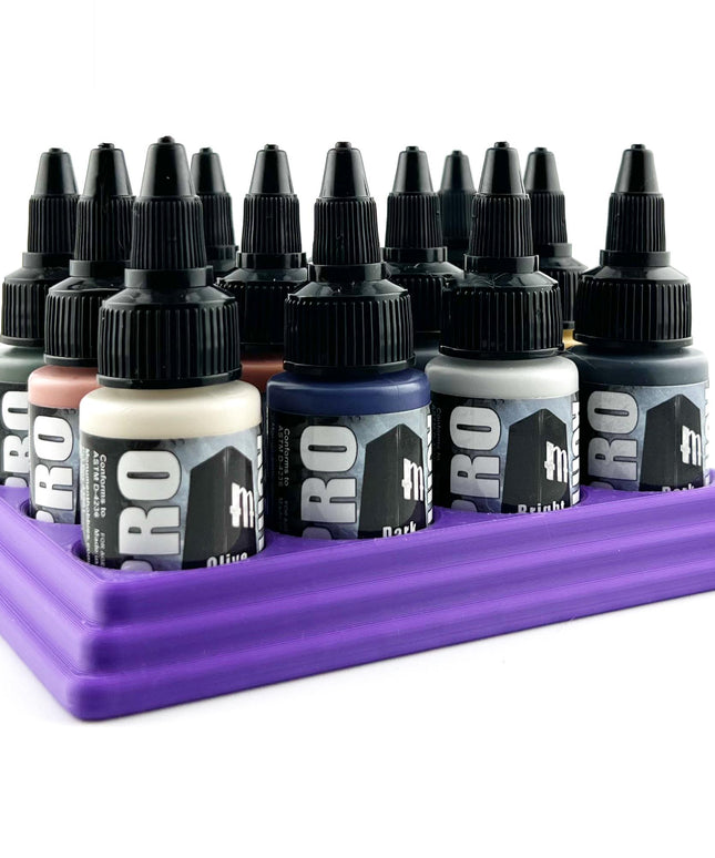 Monument Hobbies 22ml 30mm Paint Bottle Holder / Stand - Holds 12 Monument Hobbies 22ml 30mm  Bottles w/ Anti-Slip Rubber Feet - 3D Printed