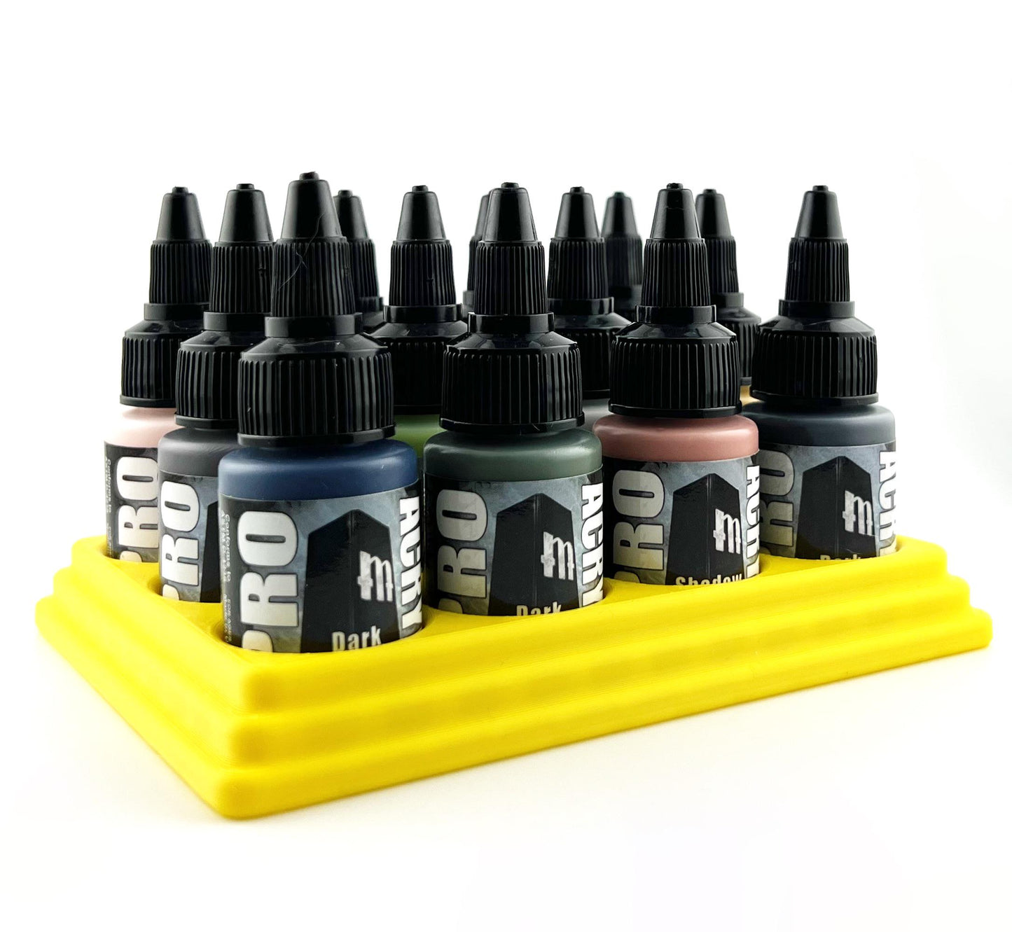 Monument Hobbies 22ml 30mm Paint Bottle Holder / Stand - Holds 12 Monument Hobbies 22ml 30mm  Bottles w/ Anti-Slip Rubber Feet - 3D Printed