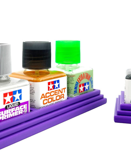 Anti-Tip 3D Printed Tamiya Glue Bottle Holder Dual Square & Hex Style + Single Square 1 Each w/Rubber Feet Tamiya 87038 87012