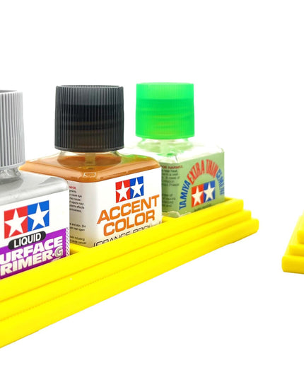 Anti-Tip 3D Printed Tamiya Glue Bottle Holder Dual Square & Hex Style + Single Square 1 Each w/Rubber Feet Tamiya 87038 87012