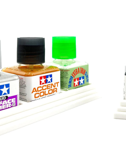 Anti-Tip 3D Printed Tamiya Glue Bottle Holder Dual Square & Hex Style + Single Square 1 Each w/Rubber Feet Tamiya 87038 87012
