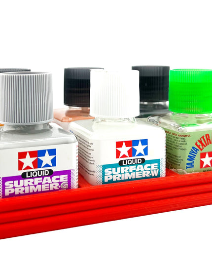 Anti-Tip 3D Printed Tamiya Glue Bottle Holder 6 Square with Rubber Feet Tamiya 87038 87182