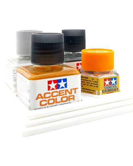 Anti-Tip 3D Printed Tamiya Glue Bottle Holder 3 Square and 1 Hex with Rubber Feet Tamiya 87038 87012