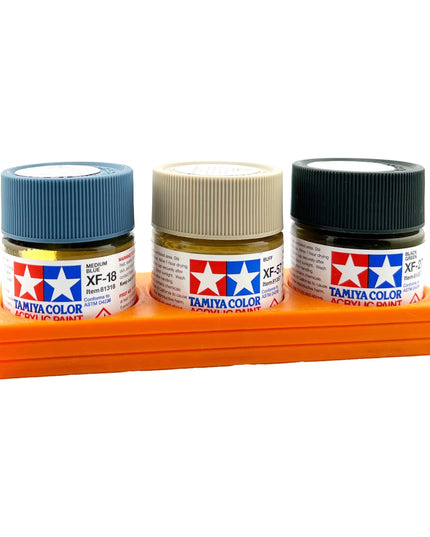 Tamiya 23ml Paint Bottle Holder - Holds 3 Tamiya 23ml Bottles with Anti-Slip Rubber Feet - 3d Printed