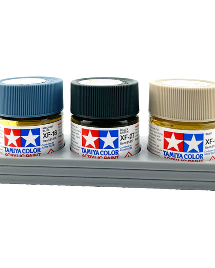 Tamiya 23ml Paint Bottle Holder - Holds 3 Tamiya 23ml Bottles with Anti-Slip Rubber Feet - 3d Printed