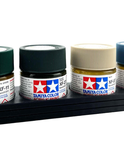 Tamiya 23ml Paint Bottle Holder - Holds 4 Tamiya 23ml Bottles with Anti-Slip Rubber Feet - Long Style - 3d Printed
