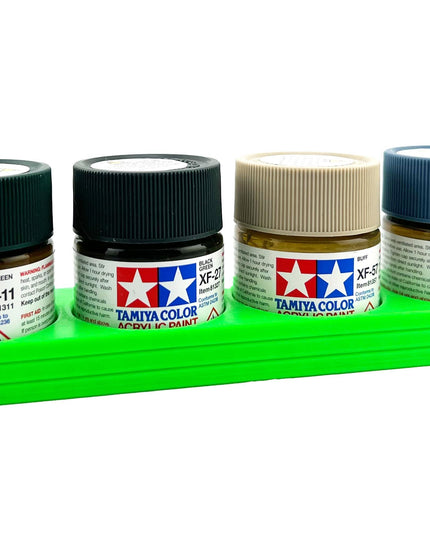 Tamiya 23ml Paint Bottle Holder - Holds 4 Tamiya 23ml Bottles with Anti-Slip Rubber Feet - Long Style - 3d Printed