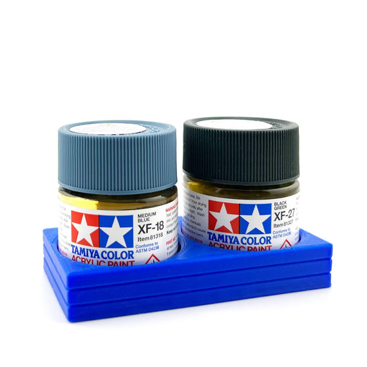 Tamiya 23ml Paint Bottle Holder - Holds 2 Tamiya 23ml Bottles with Anti-Slip Rubber Feet - 3d Printed