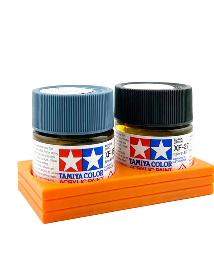 Tamiya 23ml Paint Bottle Holder - Holds 2 Tamiya 23ml Bottles with Anti-Slip Rubber Feet - 3d Printed