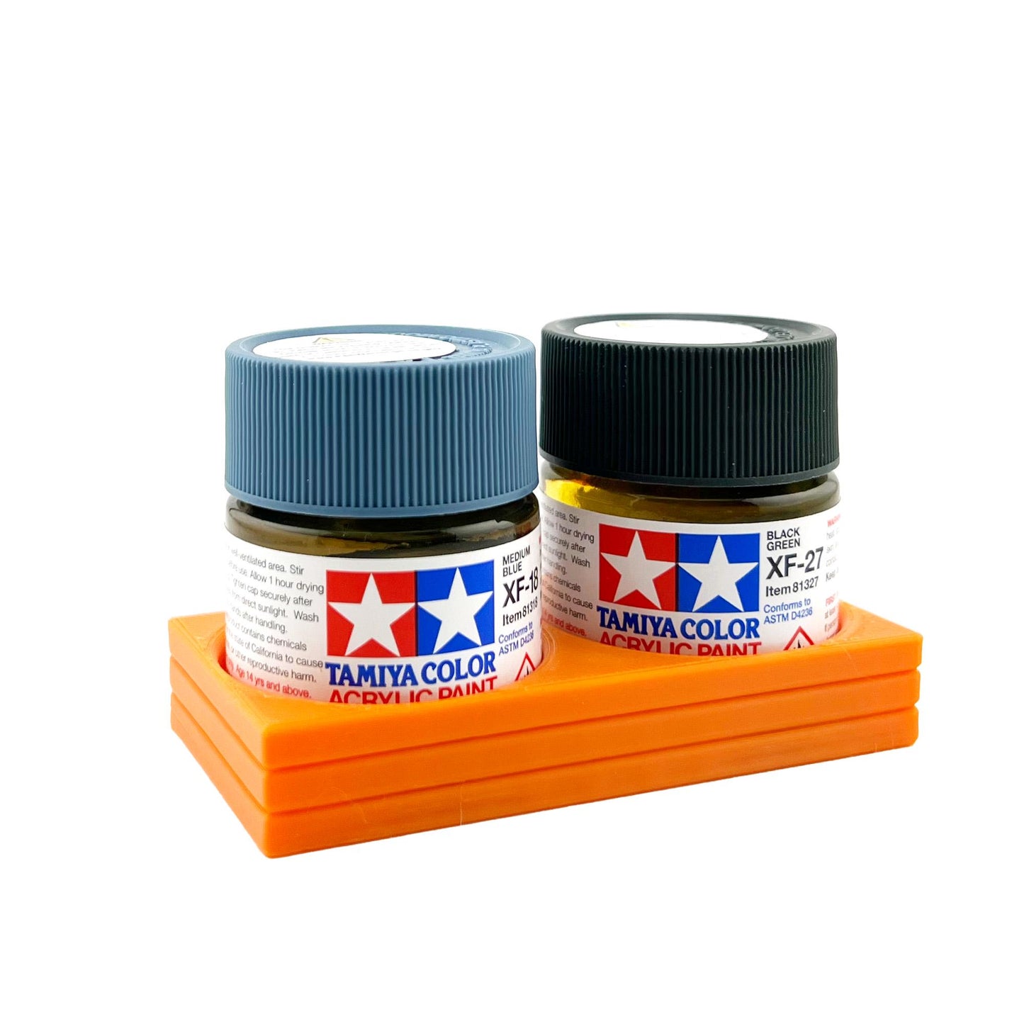 Tamiya 23ml Paint Bottle Holder - Holds 2 Tamiya 23ml Bottles with Anti-Slip Rubber Feet - 3d Printed