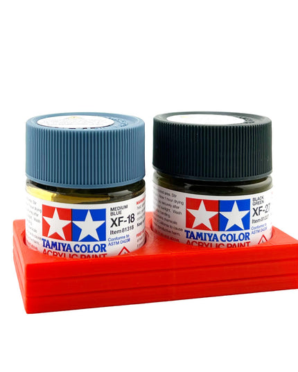 Tamiya 23ml Paint Bottle Holder - Holds 2 Tamiya 23ml Bottles with Anti-Slip Rubber Feet - 3d Printed