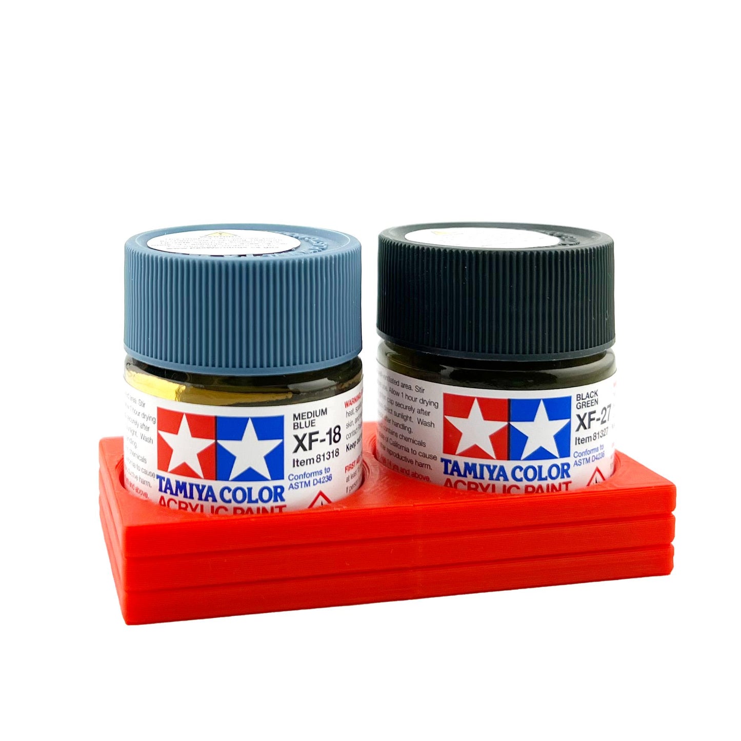 Tamiya 23ml Paint Bottle Holder - Holds 2 Tamiya 23ml Bottles with Anti-Slip Rubber Feet - 3d Printed