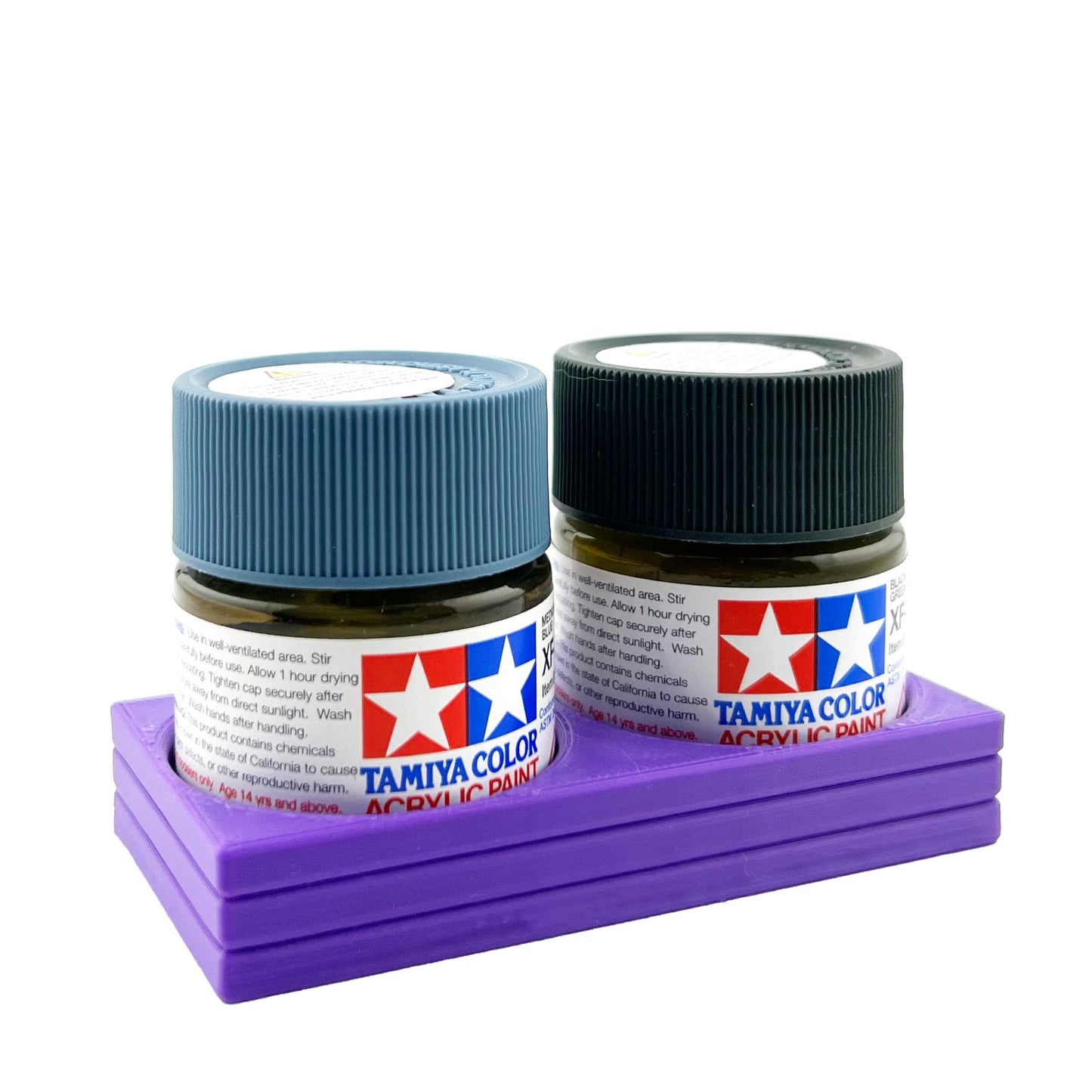 Tamiya 23ml Paint Bottle Holder - Holds 2 Tamiya 23ml Bottles with Anti-Slip Rubber Feet - 3d Printed