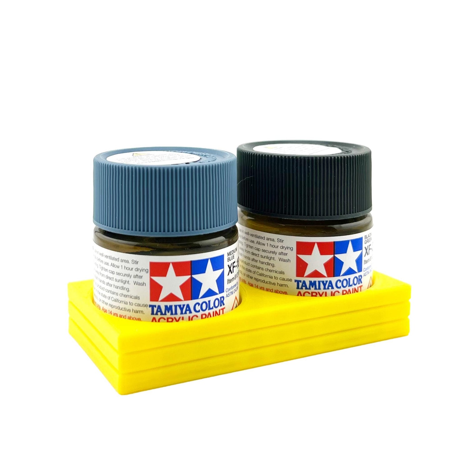 Tamiya 23ml Paint Bottle Holder - Holds 2 Tamiya 23ml Bottles with Anti-Slip Rubber Feet - 3d Printed