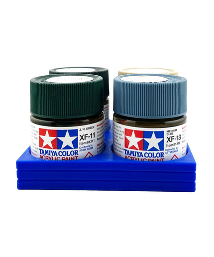 Tamiya 23ml Paint Bottle Holder - Holds 4 Tamiya 23ml Bottles with Anti-Slip Rubber Feet - Square Style - 3d Printed