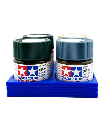 Tamiya 23ml Paint Bottle Holder - Holds 4 Tamiya 23ml Bottles with Anti-Slip Rubber Feet - Square Style - 3d Printed