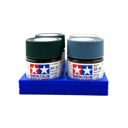 Tamiya 23ml Paint Bottle Holder - Holds 4 Tamiya 23ml Bottles with Anti-Slip Rubber Feet - Square Style - 3d Printed