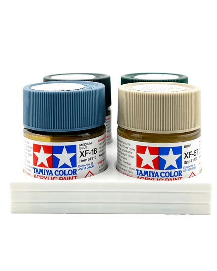 Tamiya 23ml Paint Bottle Holder - Holds 4 Tamiya 23ml Bottles with Anti-Slip Rubber Feet - Square Style - 3d Printed