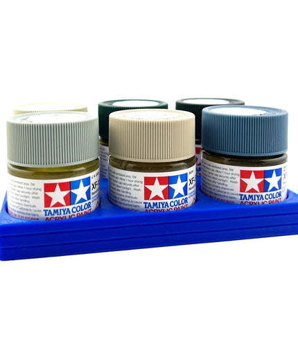 Tamiya 23ml Paint Bottle Holder - Holds 6 Tamiya 23ml Bottles with Anti-Slip Rubber Feet - 3d Printed