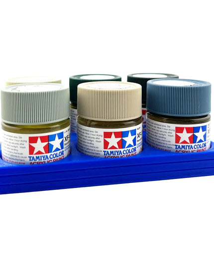 Tamiya 23ml Paint Bottle Holder - Holds 6 Tamiya 23ml Bottles with Anti-Slip Rubber Feet - 3d Printed