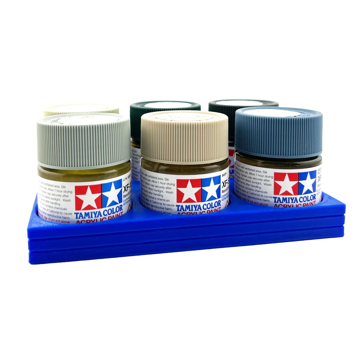 Tamiya 23ml Paint Bottle Holder - Holds 6 Tamiya 23ml Bottles with Anti-Slip Rubber Feet - 3d Printed