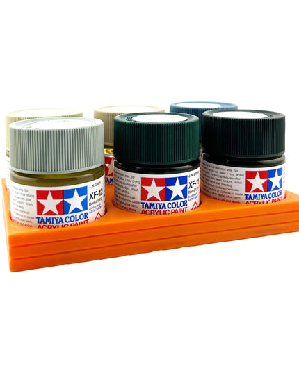 Tamiya 23ml Paint Bottle Holder - Holds 6 Tamiya 23ml Bottles with Anti-Slip Rubber Feet - 3d Printed