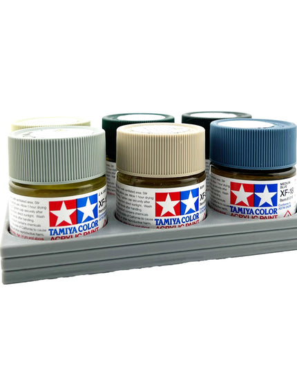 Tamiya 23ml Paint Bottle Holder - Holds 6 Tamiya 23ml Bottles with Anti-Slip Rubber Feet - 3d Printed