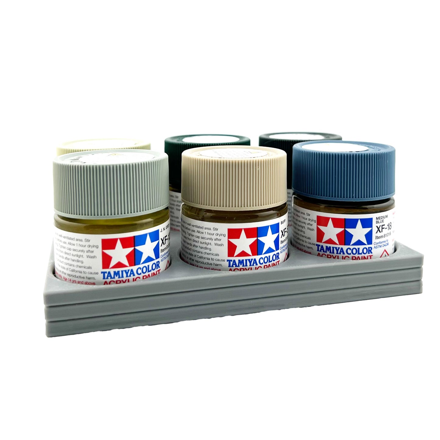 Tamiya 23ml Paint Bottle Holder - Holds 6 Tamiya 23ml Bottles with Anti-Slip Rubber Feet - 3d Printed