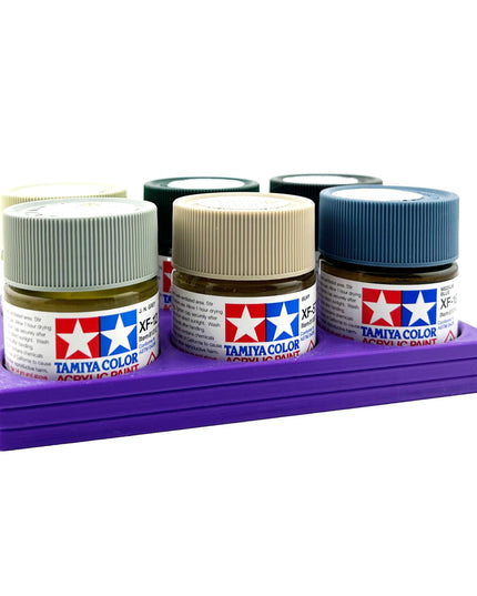 Tamiya 23ml Paint Bottle Holder - Holds 6 Tamiya 23ml Bottles with Anti-Slip Rubber Feet - 3d Printed