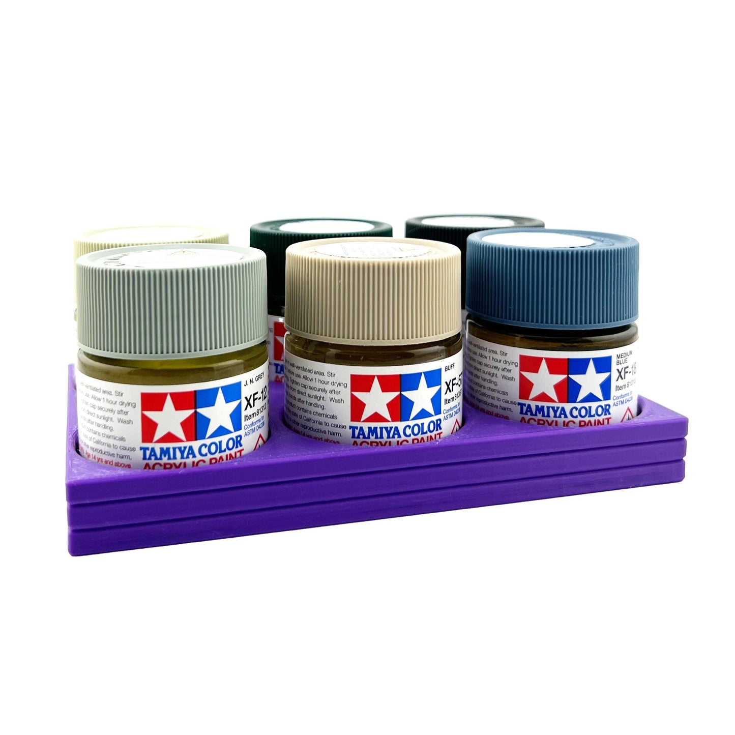 Tamiya 23ml Paint Bottle Holder - Holds 6 Tamiya 23ml Bottles with Anti-Slip Rubber Feet - 3d Printed