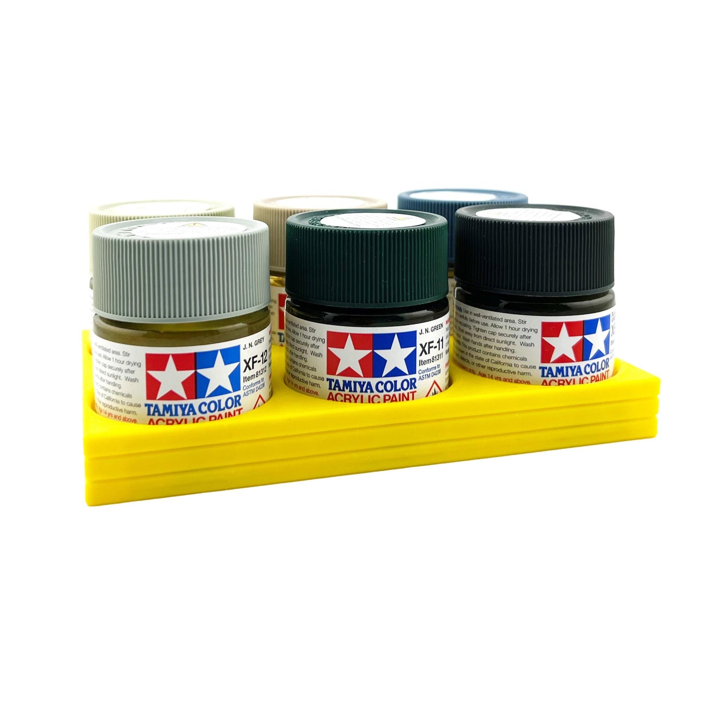 Tamiya 23ml Paint Bottle Holder - Holds 6 Tamiya 23ml Bottles with Anti-Slip Rubber Feet - 3d Printed