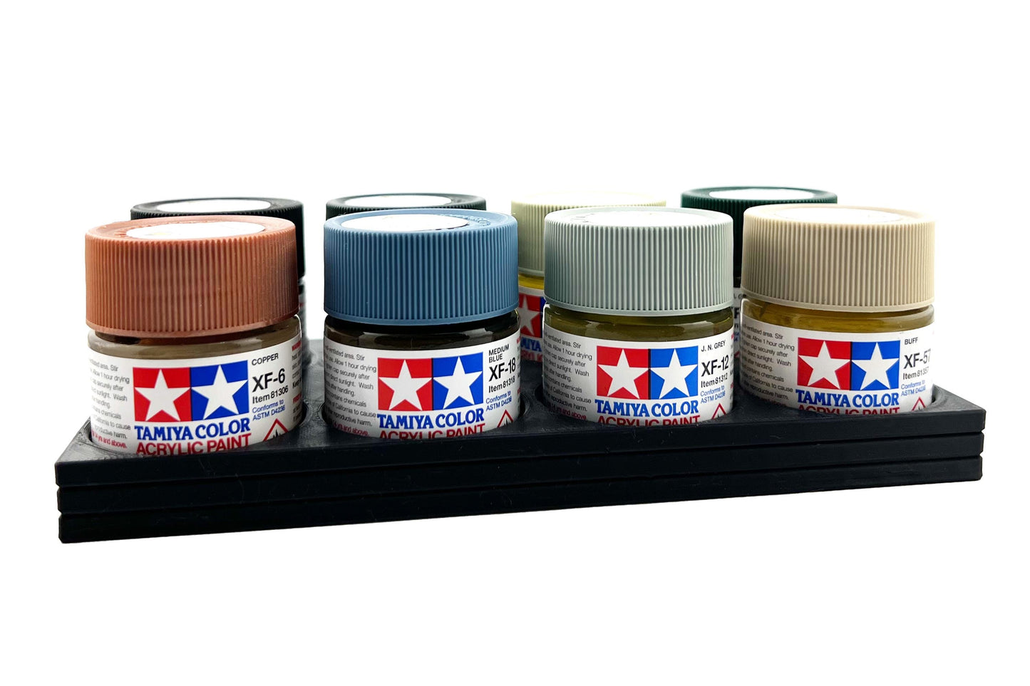 Tamiya 23ml Paint Bottle Holder - Holds 8 Tamiya 23ml Bottles with Anti-Slip Rubber Feet - 3d Printed