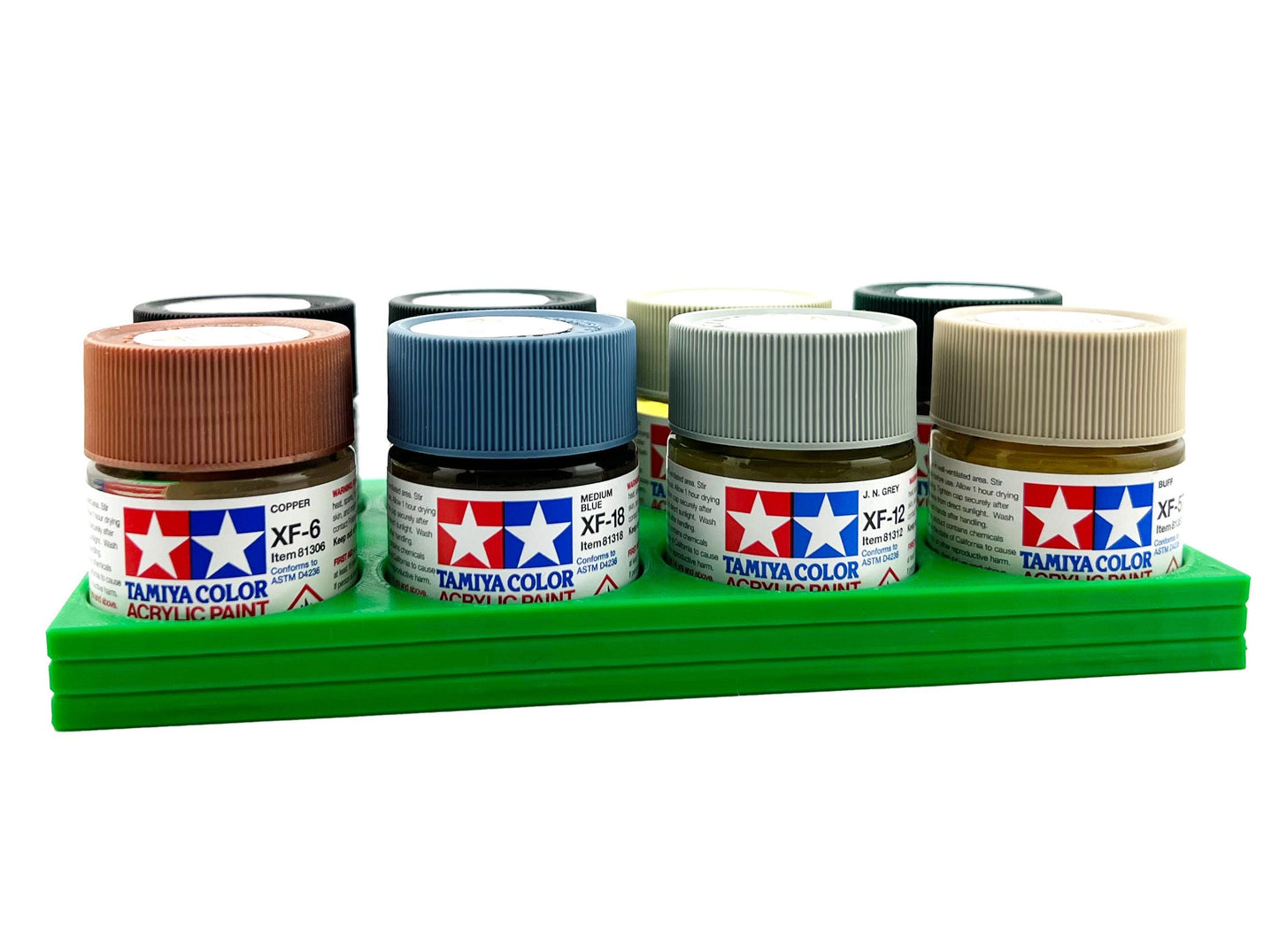 Tamiya 23ml Paint Bottle Holder - Holds 8 Tamiya 23ml Bottles with Anti-Slip Rubber Feet - 3d Printed