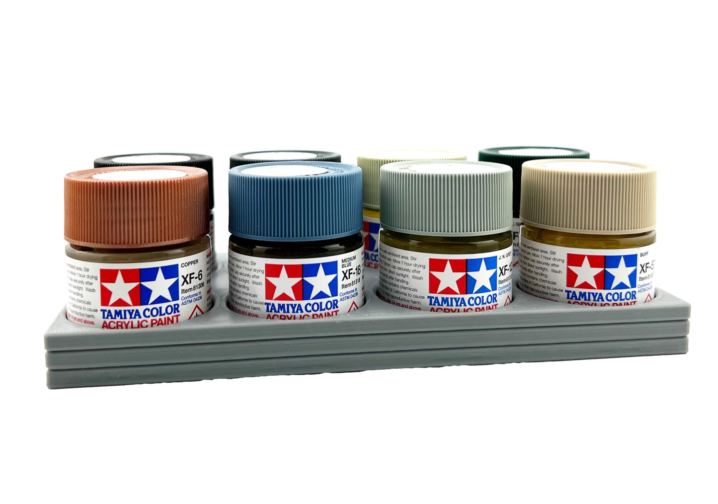 Tamiya 23ml Paint Bottle Holder - Holds 8 Tamiya 23ml Bottles with Anti-Slip Rubber Feet - 3d Printed