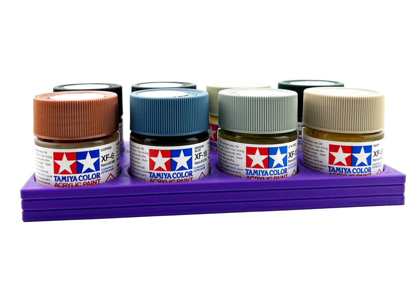 Tamiya 23ml Paint Bottle Holder - Holds 8 Tamiya 23ml Bottles with Anti-Slip Rubber Feet - 3d Printed