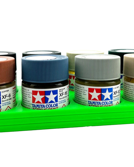 Tamiya 23ml Paint Bottle Holder - Holds 8 Tamiya 23ml Bottles with Anti-Slip Rubber Feet - 3d Printed