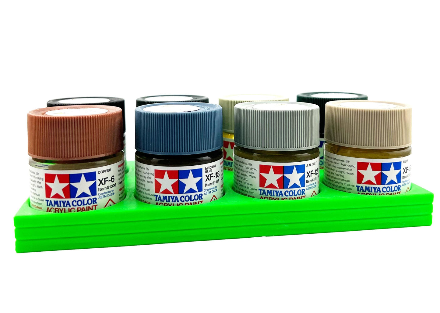 Tamiya 23ml Paint Bottle Holder - Holds 8 Tamiya 23ml Bottles with Anti-Slip Rubber Feet - 3d Printed