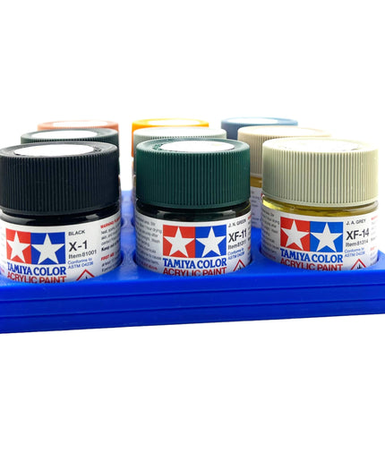 Tamiya 23ml Paint Bottle Holder - Holds 9 Tamiya 23ml Bottles with Anti-Slip Rubber Feet - 3D Printed