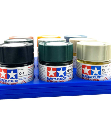 Tamiya 23ml Paint Bottle Holder - Holds 9 Tamiya 23ml Bottles with Anti-Slip Rubber Feet - 3D Printed