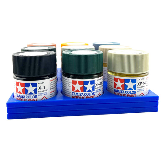 Tamiya 23ml Paint Bottle Holder - Holds 9 Tamiya 23ml Bottles with Anti-Slip Rubber Feet - 3D Printed