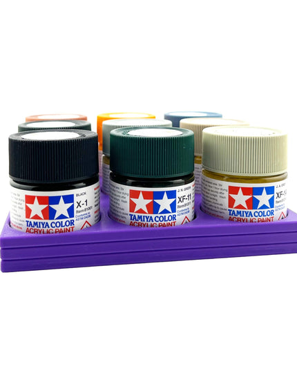 Tamiya 23ml Paint Bottle Holder - Holds 9 Tamiya 23ml Bottles with Anti-Slip Rubber Feet - 3D Printed