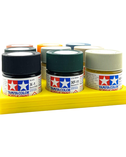 Tamiya 23ml Paint Bottle Holder - Holds 9 Tamiya 23ml Bottles with Anti-Slip Rubber Feet - 3D Printed