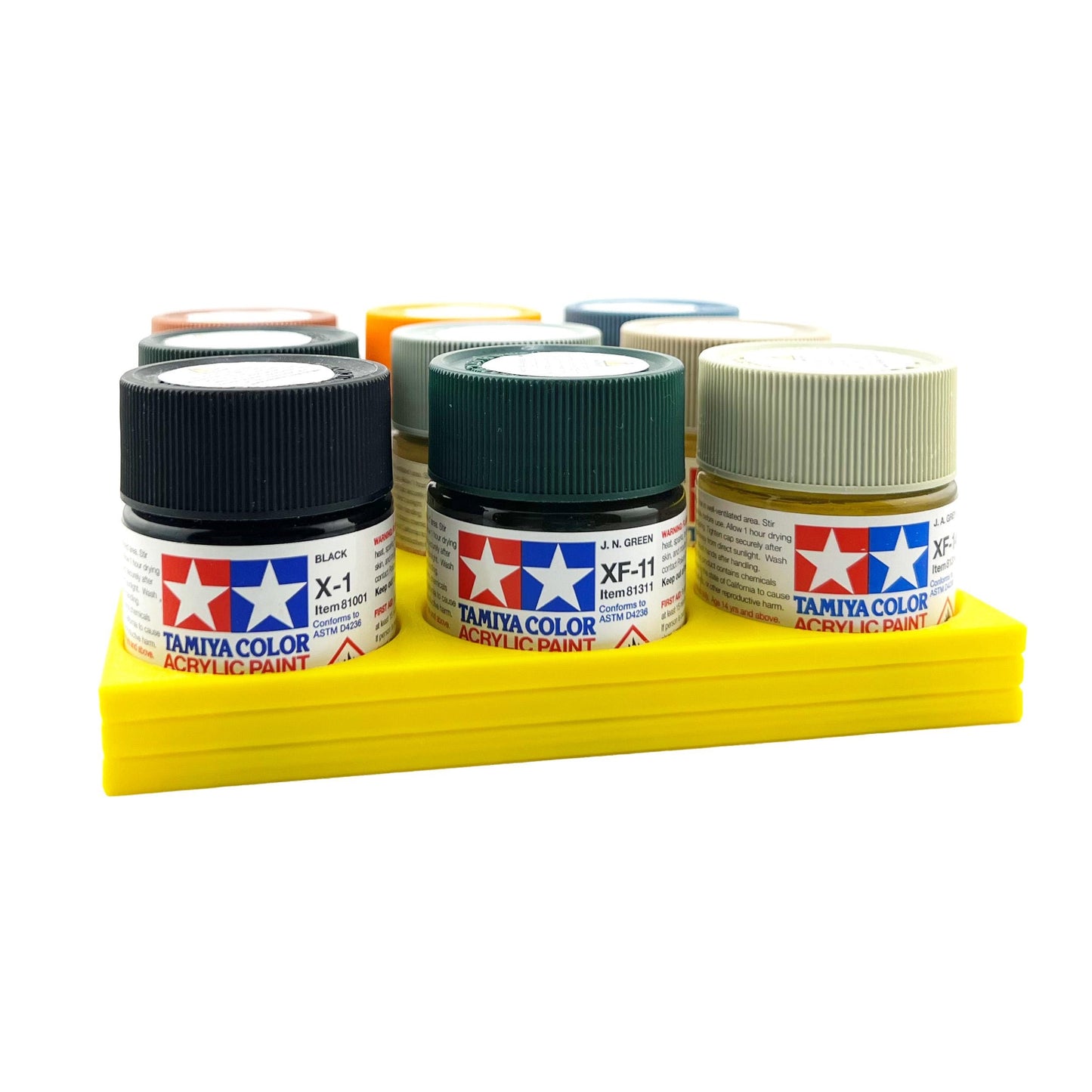 Tamiya 23ml Paint Bottle Holder - Holds 9 Tamiya 23ml Bottles with Anti-Slip Rubber Feet - 3D Printed