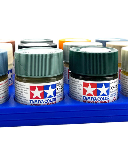 Tamiya 23ml Paint Bottle Holder - Holds 12 Tamiya 23ml Bottles with Anti-Slip Rubber Feet - 3D Printed
