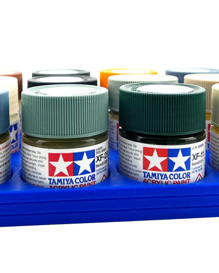 Tamiya 23ml Paint Bottle Holder - Holds 12 Tamiya 23ml Bottles with Anti-Slip Rubber Feet - 3D Printed