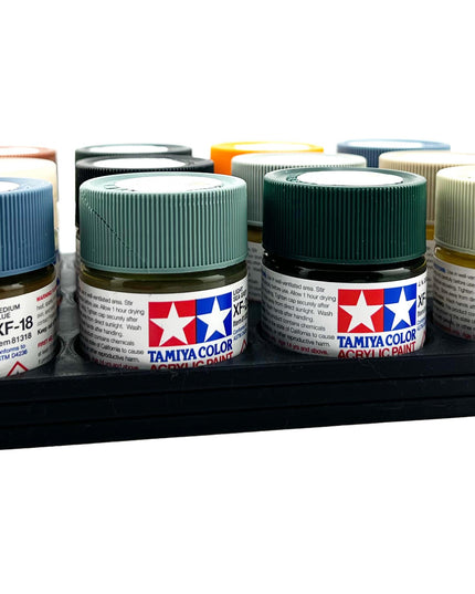 Tamiya 23ml Paint Bottle Holder - Holds 12 Tamiya 23ml Bottles with Anti-Slip Rubber Feet - 3D Printed